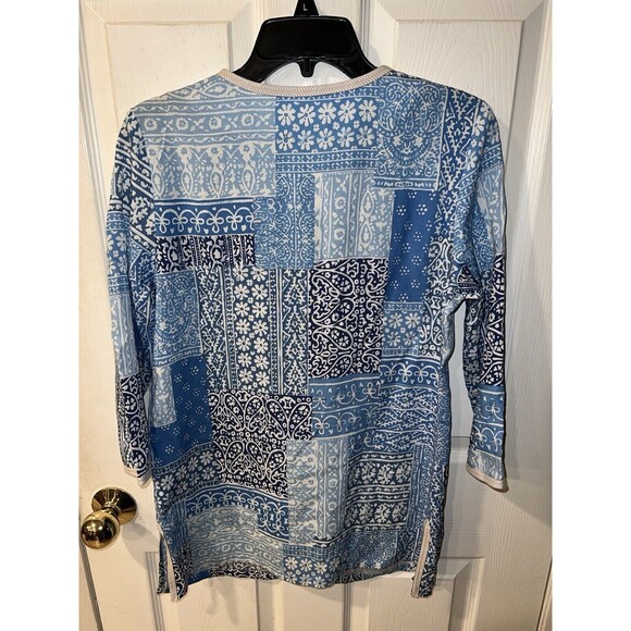 J MCLAUGHLIN Top Womens S Pullover Paisley Tunic Casual Longline Patchwork boho - Picture 7 of 8